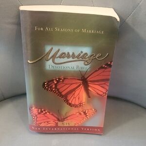 Marriage Devotional Bible (NIV) - Butterfly Cover, Coral and Green